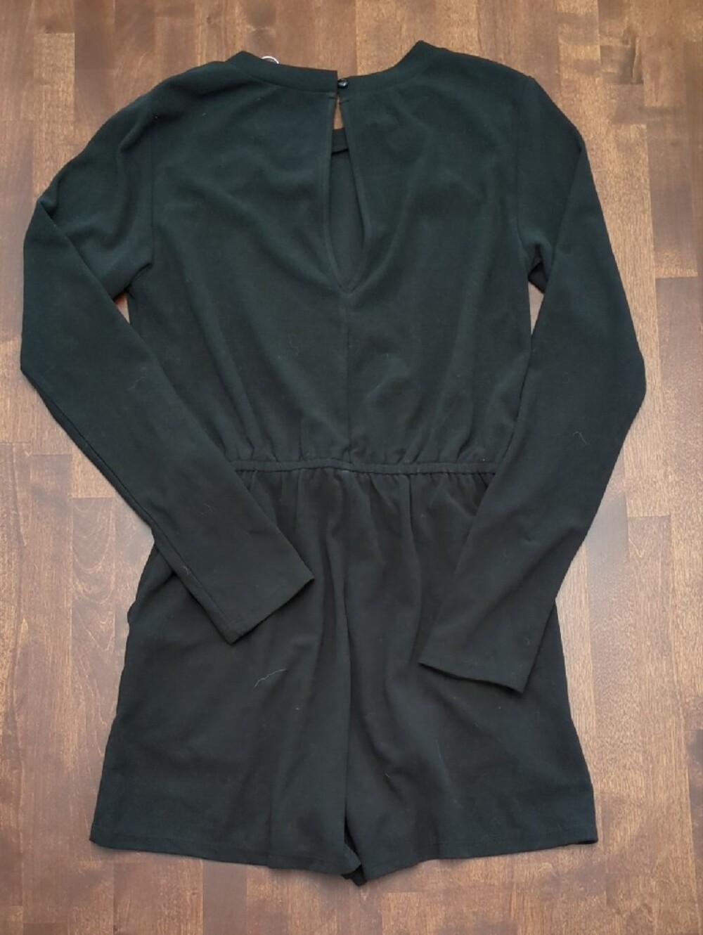 Hem & Thread Black Ribbed Round-Neck Romper - Picture 2 of 5